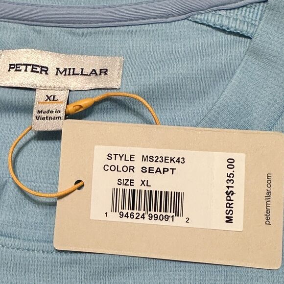 Peter Millar Cradle Performance Crewneck Mens Size XL Seaport Blue New NWT $135 - Picture 5 of 11